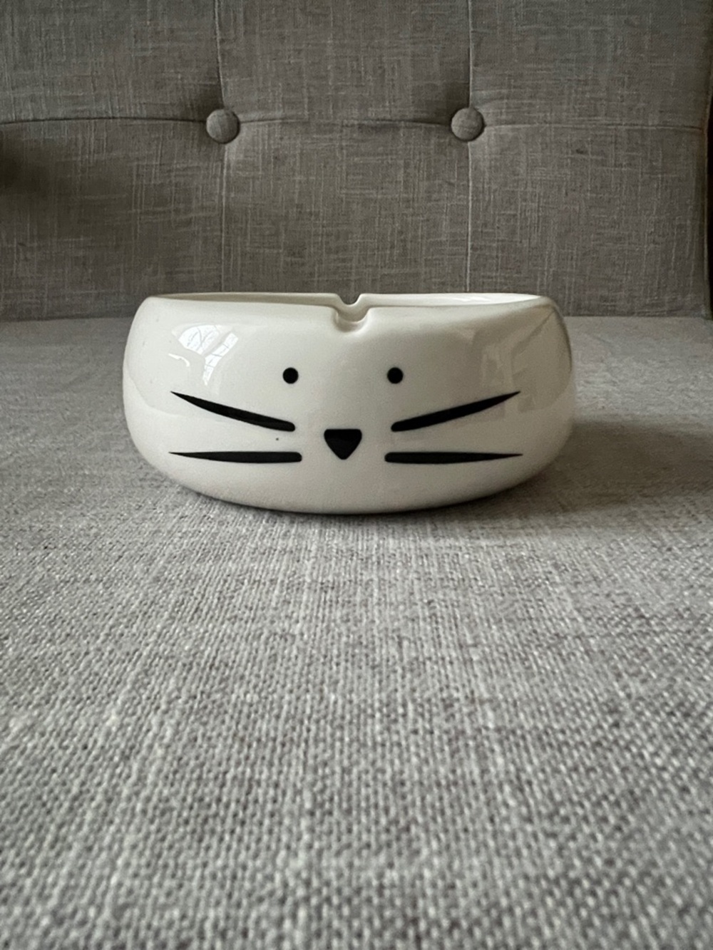 White Ceramic Cat Face Trinket dish  - Cute Whisker Design